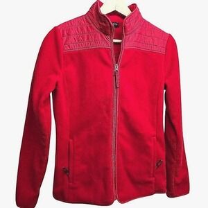Talbots XS Red Full Zip Jacket Textured Yoke Classic Fit